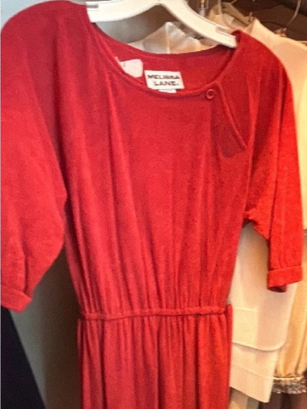 Vintage Melissa Lane Women's Red Dress Elastic Waist Regular Size Classic Style